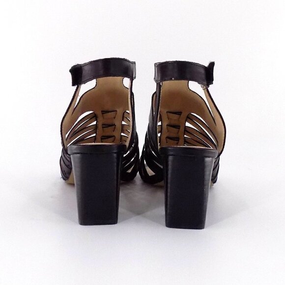 Adrienne Vittadini Pense Cage Open toe sandals Sz 8.5 Black Leather - Picture 3 of 8